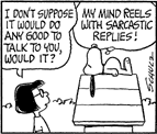 Marcie talking to Snoopy